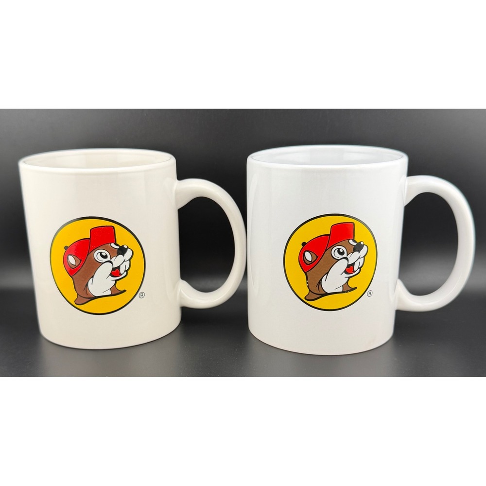 Buc-ee's Coffee Mug‎ 12oz White Cream It's A Beaver Logo Texas Souvenir 2pk